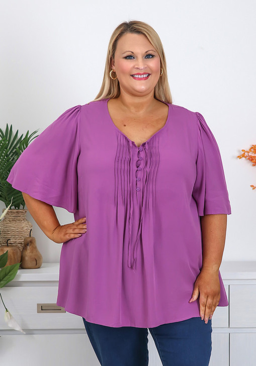 Plus Size Purple Pleat Front Top 