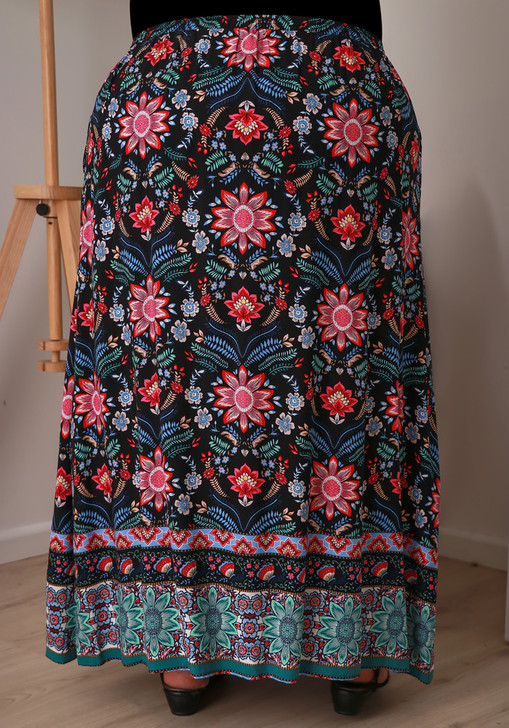 Plus Size Black Floral Skirt