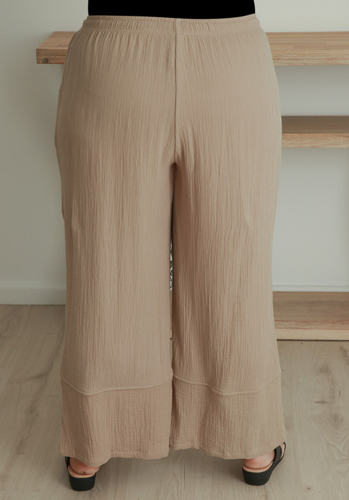 Plus Size Latte Textured Casual Pant