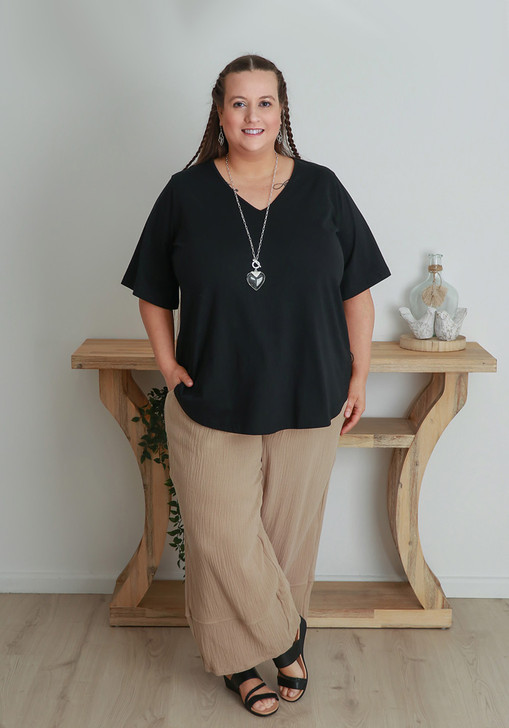 Plus Size Latte Textured Casual Pant