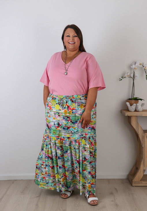 Water Colour Art Tiered Skirt