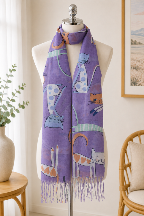 Lilac Animated Cat Scarf