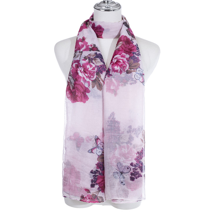 Pink Butterfly Garden Scarf 