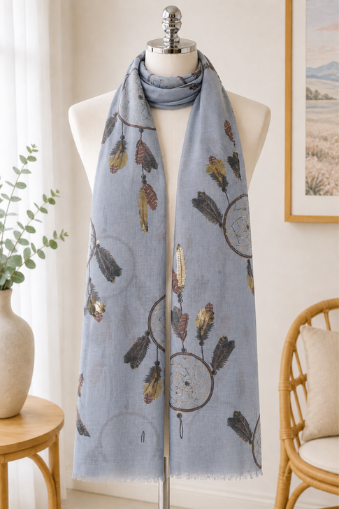 Grey Dreamcatcher Scarf