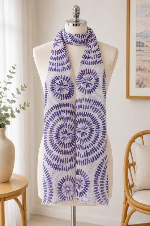 Purple Brush Stroke Circles Scarf