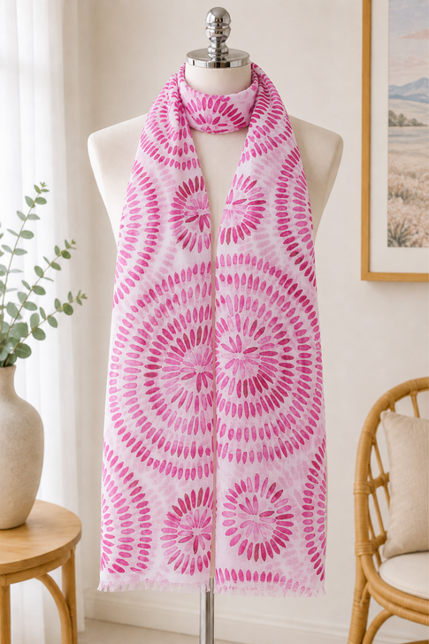 Pink Brush Stroke Circles Scarf