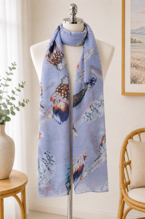 Blue Feather Scarf