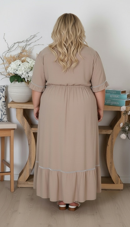Plus Size Latte ladder lace Dress