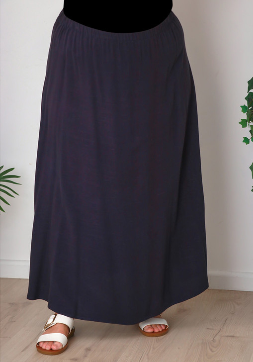 Plus Size Navy Linen Skirt