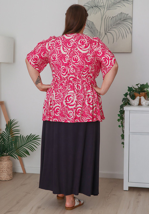 Plus Size Navy Linen Skirt