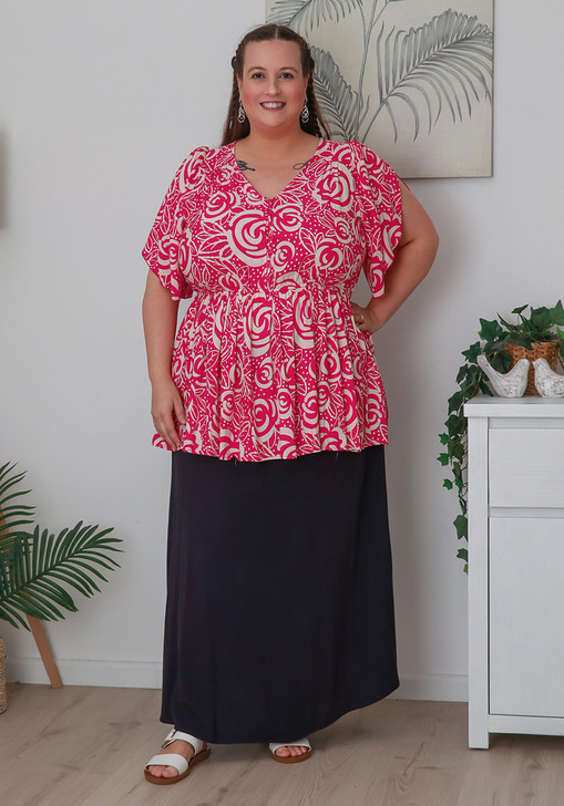 Plus Size Navy Linen Blend Skirt Curvaceous 