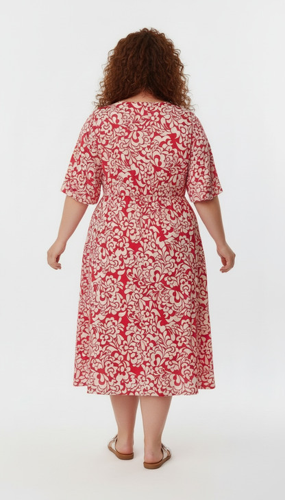 Plus Size Pink  Floral Tie Waist Dress