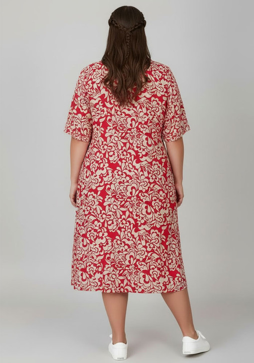 Plus Size Pink  Floral Tie Waist Dress