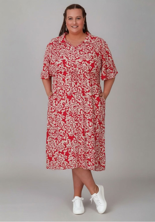 Plus Size Pink  Floral Tie Waist Dress