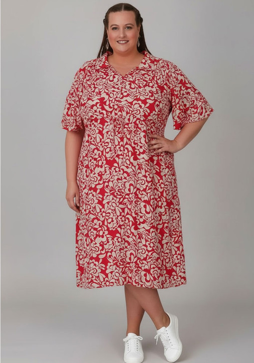 Plus Size Pink  Floral Tie Waist Dress