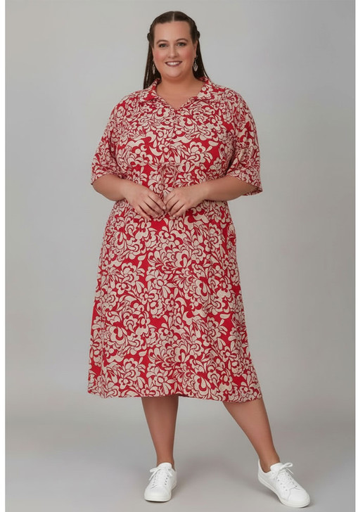 Plus Size Pink  Floral Tie Waist Dress