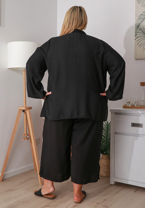 Plus Size Black Mid Length Dress Pant