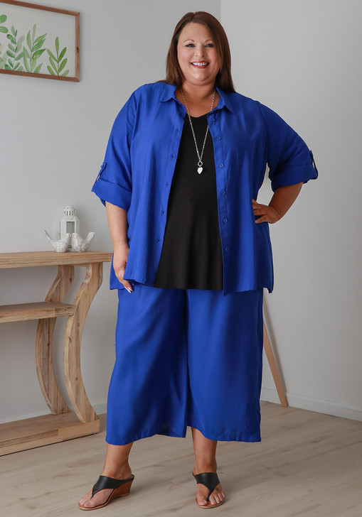Plus Size Royal Blue Mid Length Dress Pant