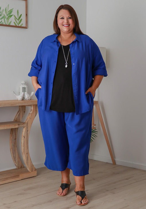 Plus Size Royal Blue Mid Length Dress Pant