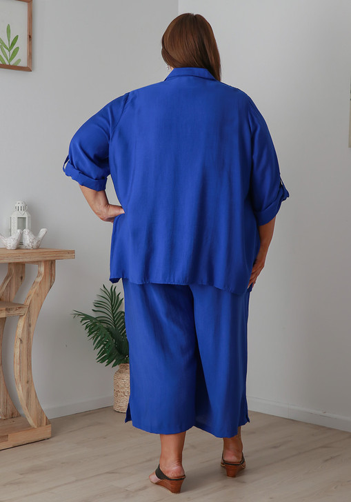 Plus Size Royal Blue Mid Length Dress Pant