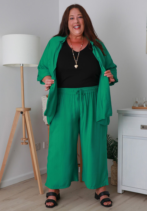 Plus Size Bright Green Mid Length Dress Pant