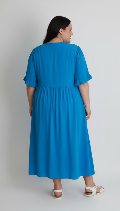 Plus Size Blue Short Sleeve Dress 