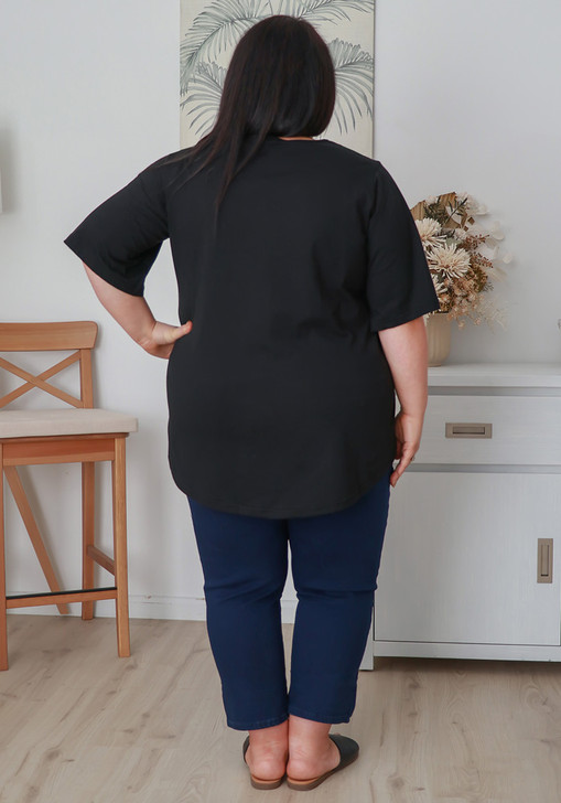 Plus Size Black Bamboo V Neck Tee