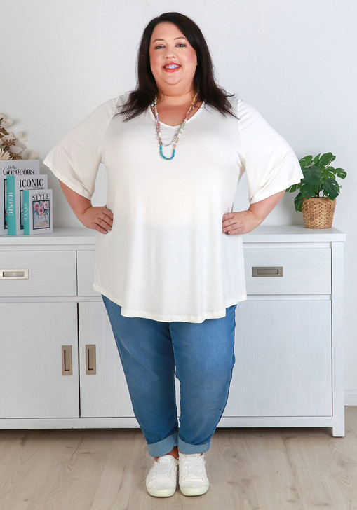 Plus Size Ivory Bamboo Tee