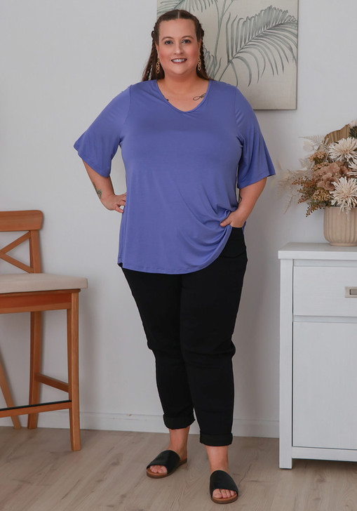 Plus Size Jacaranda Bamboo V Neck Tee 