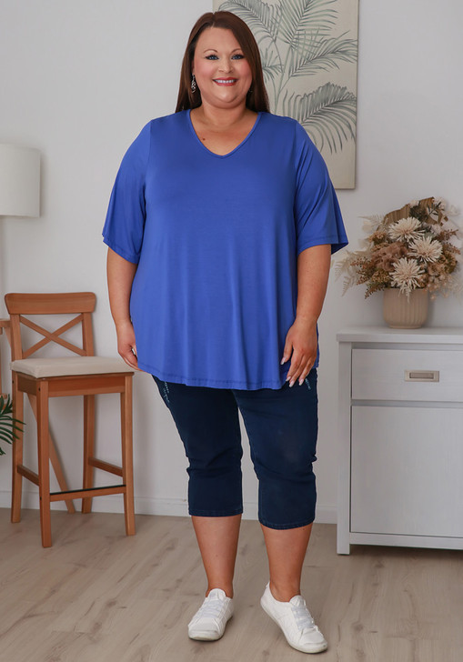 Plus Size Periwinkle Bamboo V Neck Tee