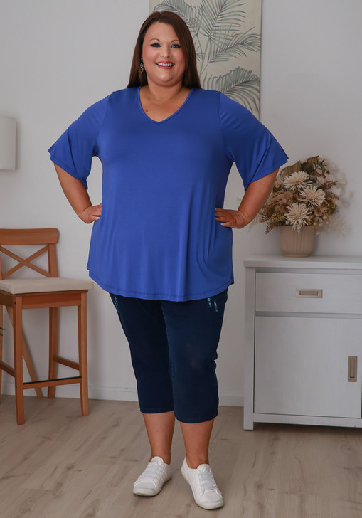 Plus Size Periwinkle Bamboo V Neck Tee
