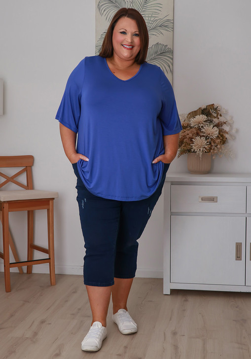 Plus Size Periwinkle Bamboo V Neck Tee