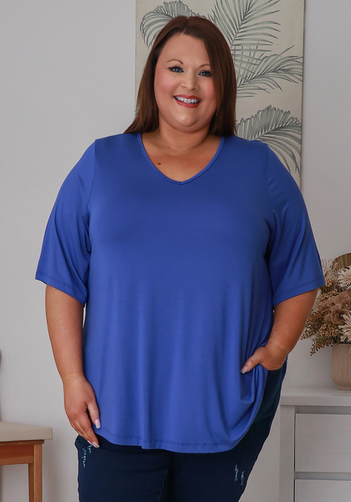 Plus Size Periwinkle Bamboo V Neck Tee