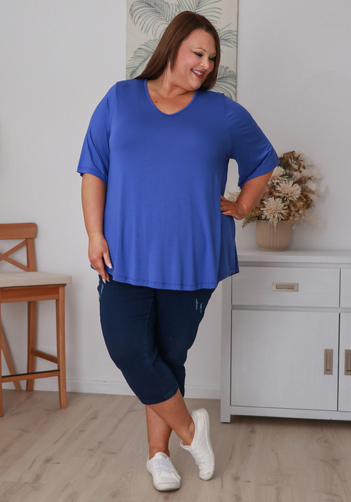 Plus Size Periwinkle Bamboo V Neck Tee