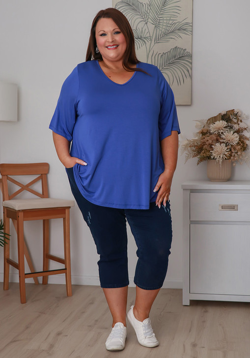 Plus Size Periwinkle Bamboo V Neck Tee