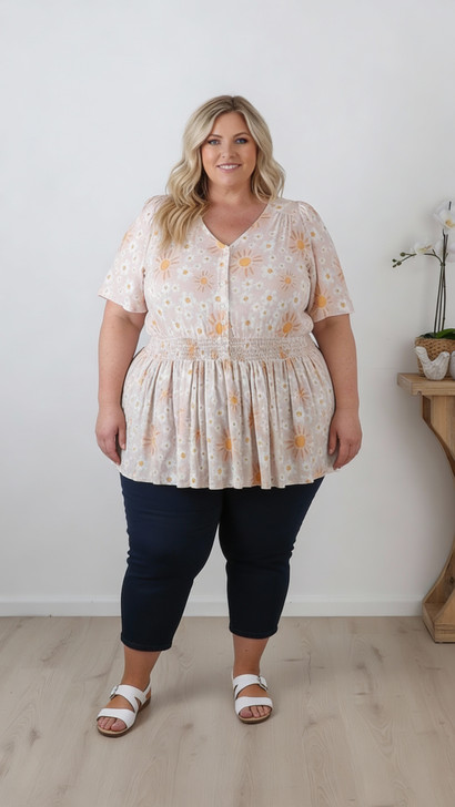 Flowers and Sunshine Short Sleeve Top 