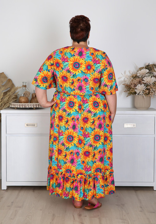 Plus Size Bright Sunflower Maxi Dress