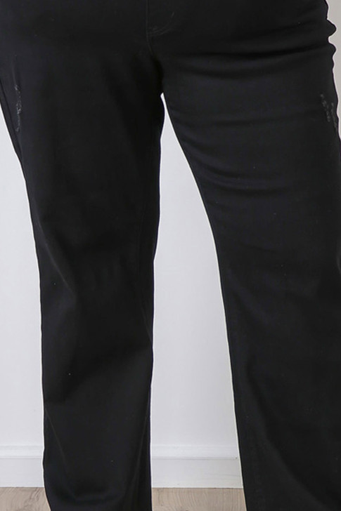 Boot Leg Denim Jeans In Distressed Matte Black