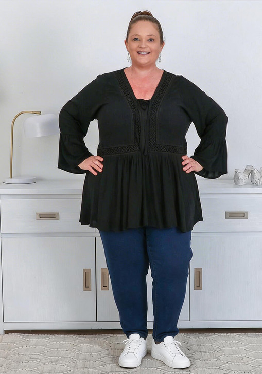 Plus Size Black Gypsy Top