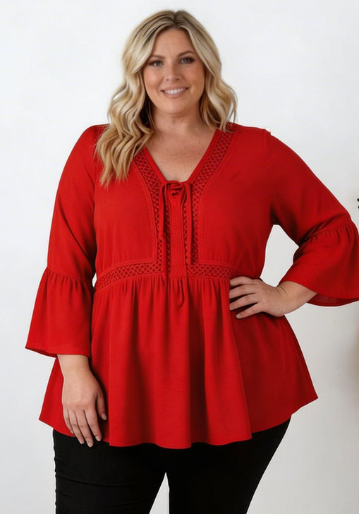 Gypsy Style Top In Dark Red