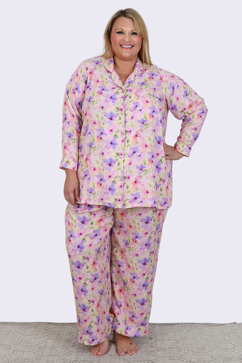 Plus Size Floral Winter Pyjama Set by Curvaceous