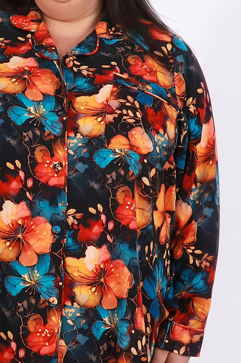 Plus Size Moody Floral Winter Pyjama Set