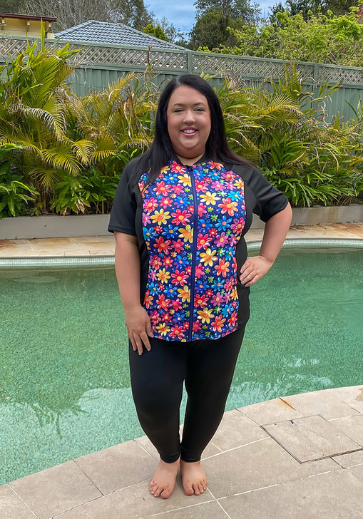 Plus Size Black Capri Swim Pant
