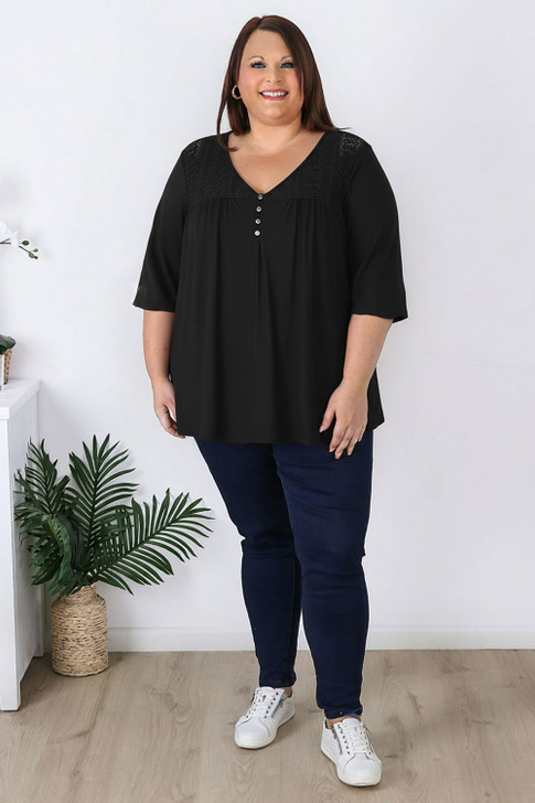 Plus Size Black Top With Lace
