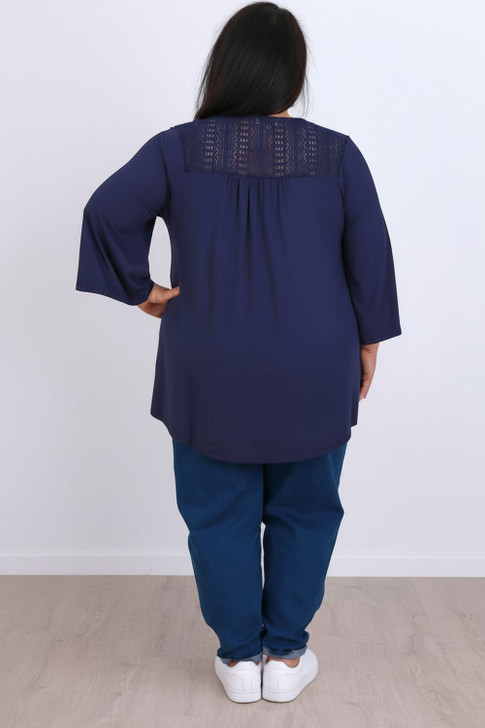 Plus Size Dark Blue Top With Lace