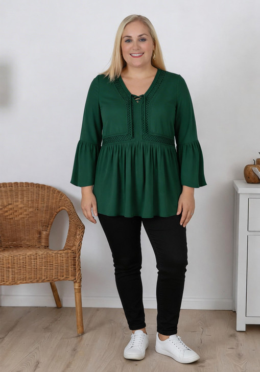 plus size green gypsy long sleeve top