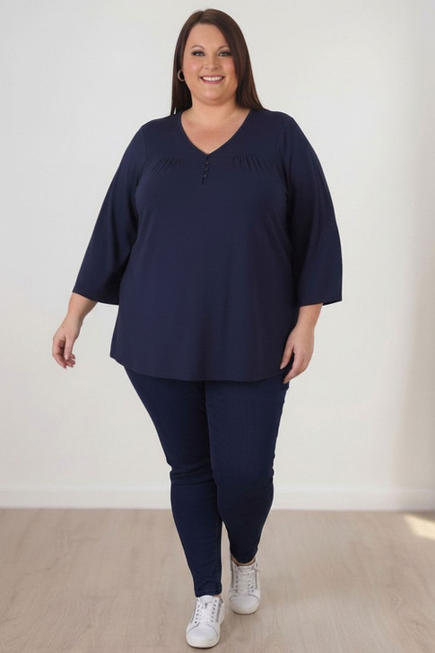 Plus Size Dark Blue Relaxed Fit Top
