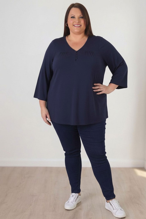 Plus Size Dark Blue Relaxed Fit Top