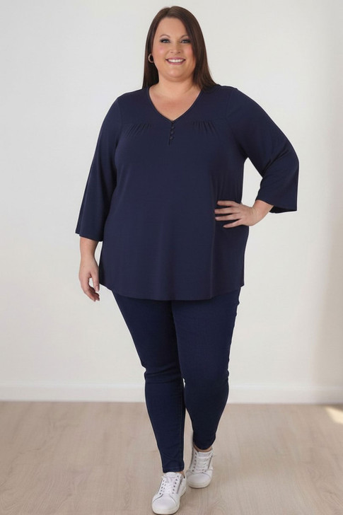 Plus Size Dark Blue Relaxed Fit Top