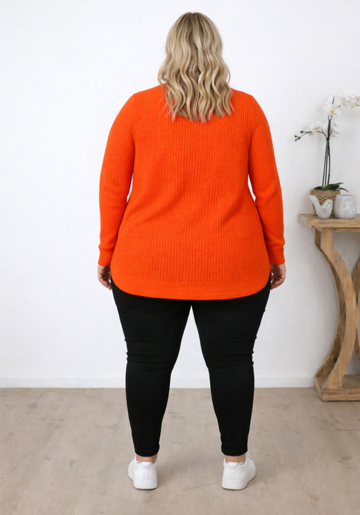 plus size curved hem orange jumper 